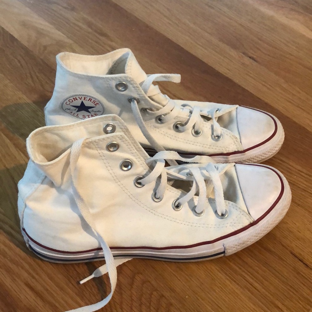 Converse high top white shoes